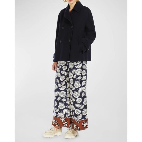 Weekend Max Mara Usuale Double-Breasted Wool-Blend Coat in Navy, Size 12 - Picture 3 of 11